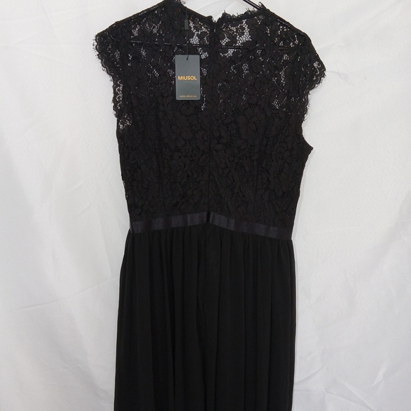 Miusol Black Lace Top Long Chiffon Skirt Dress Gown 2XL Gala Wedding Formal NEW - Picture 6 of 15